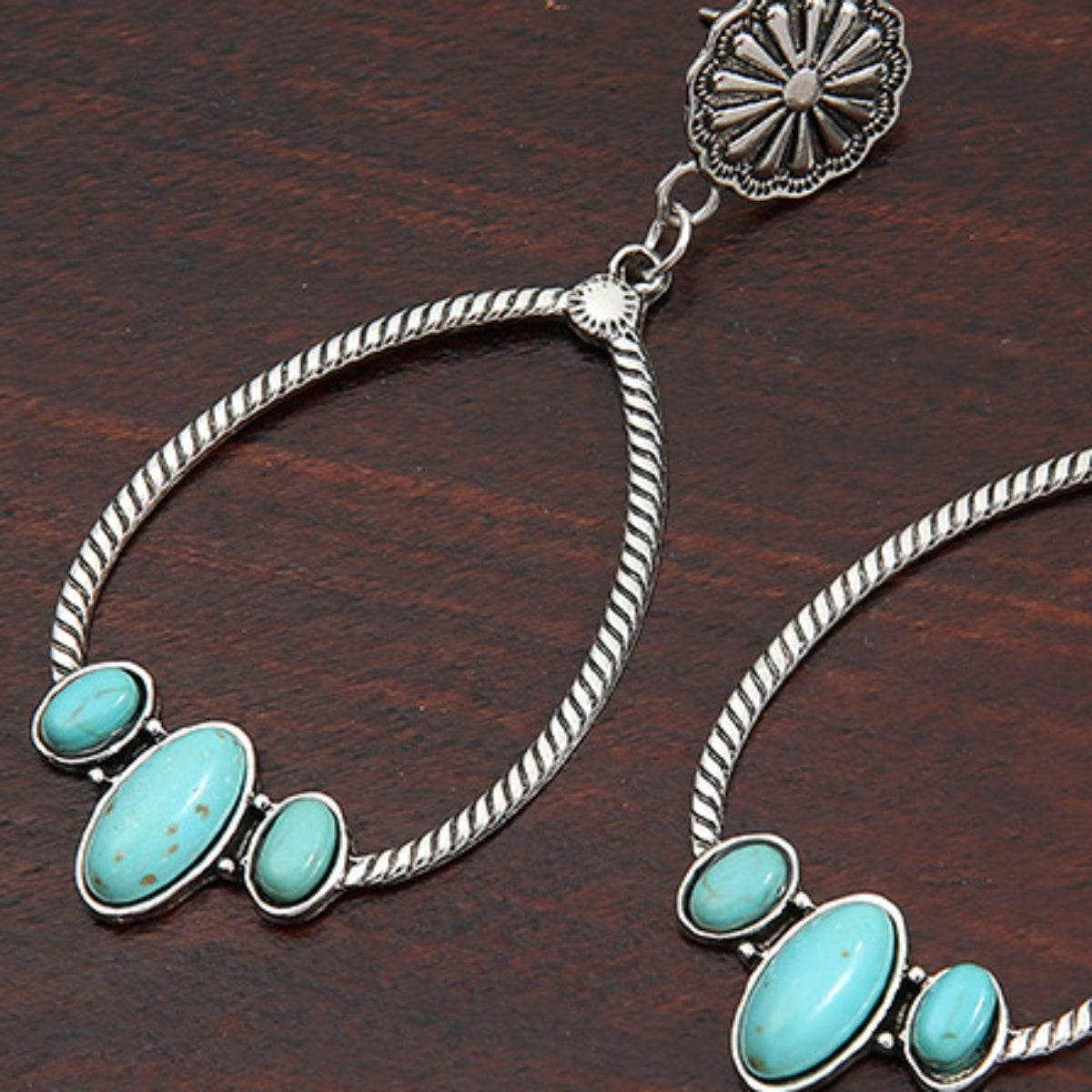 Faux Turquoise Teardrop Earrings