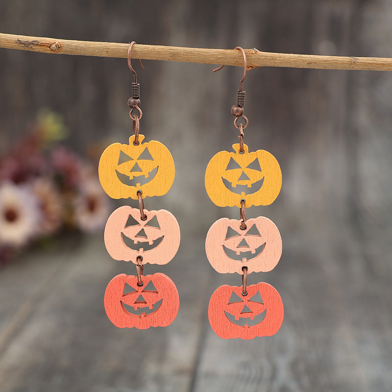 Wooden Pumpkin Earrings