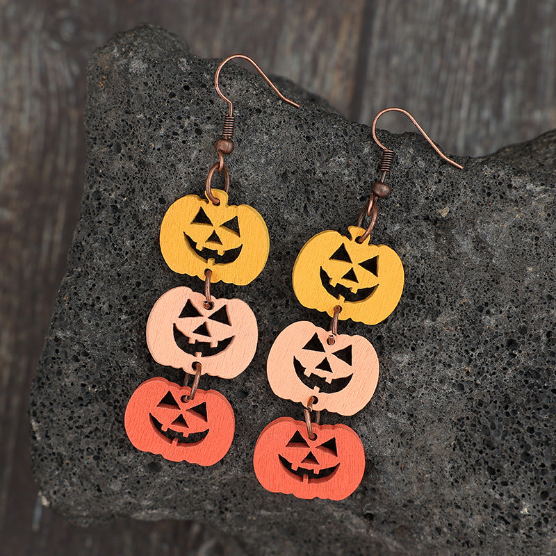 Wooden Pumpkin Earrings