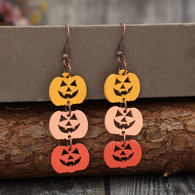 Wooden Pumpkin Earrings