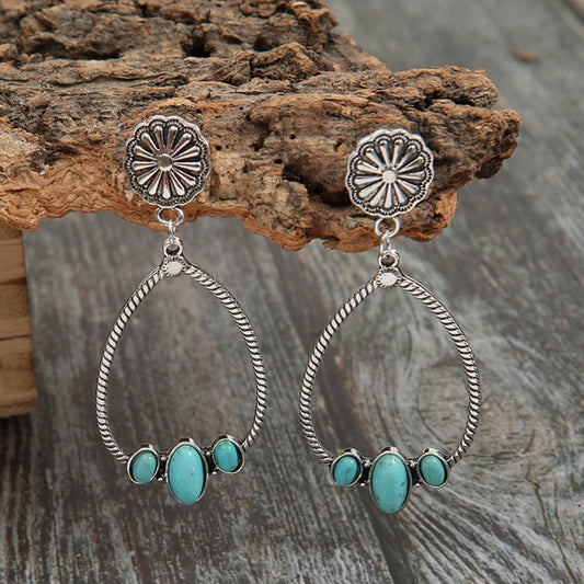 Faux Turquoise Teardrop Earrings