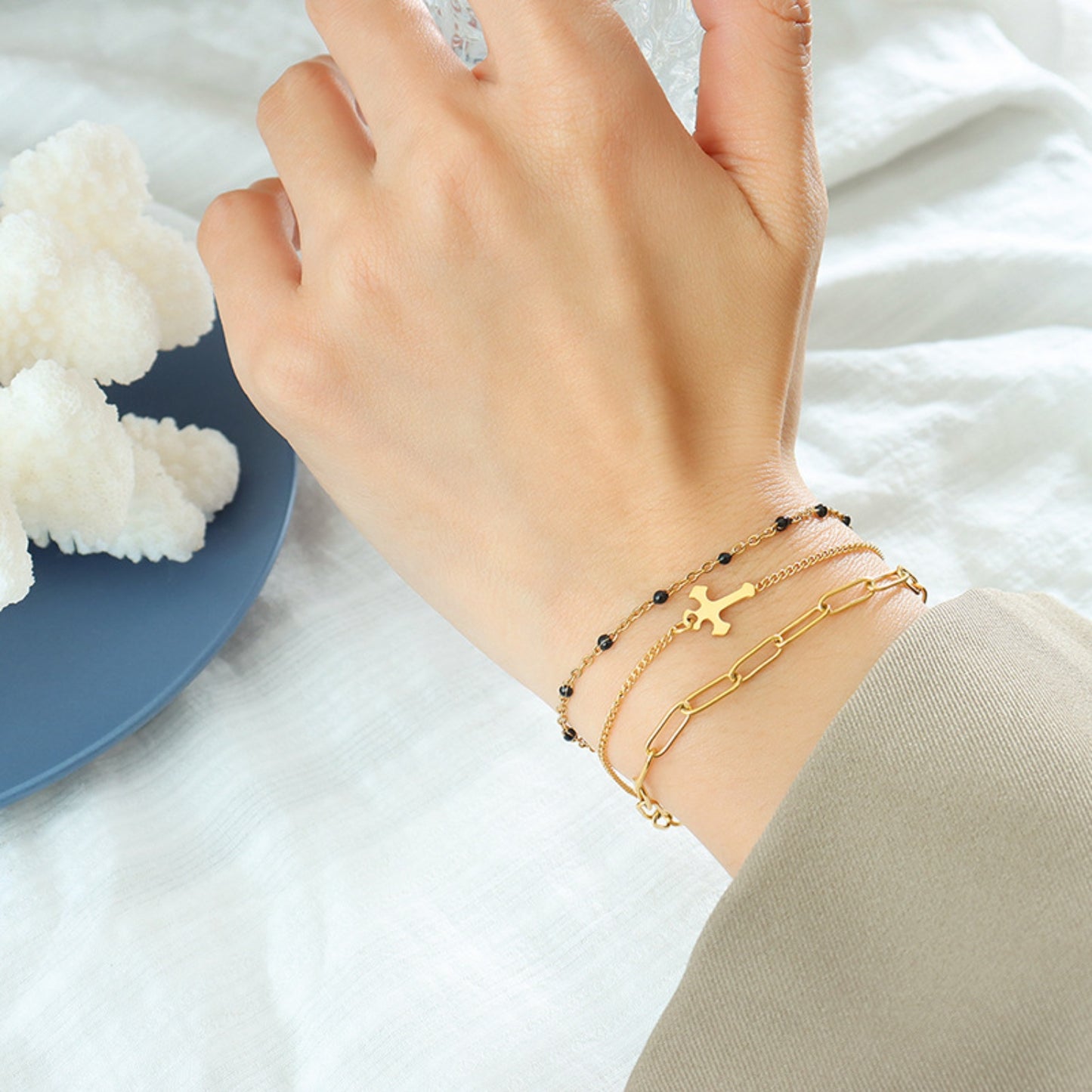 Three-Layered Cross Bracelet