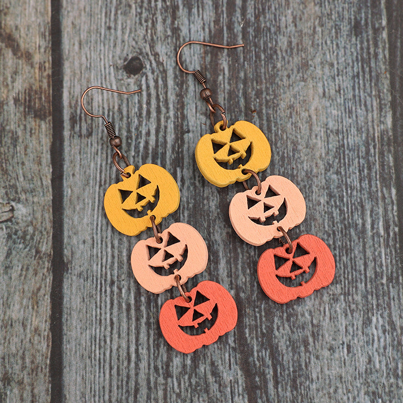 Wooden Pumpkin Earrings