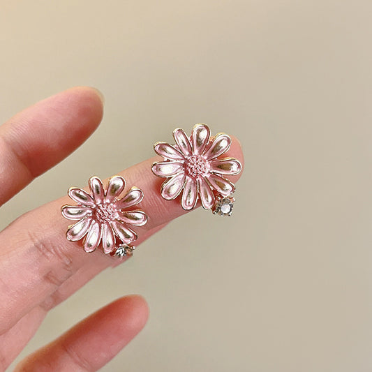 Pink Flower Stud Earrings