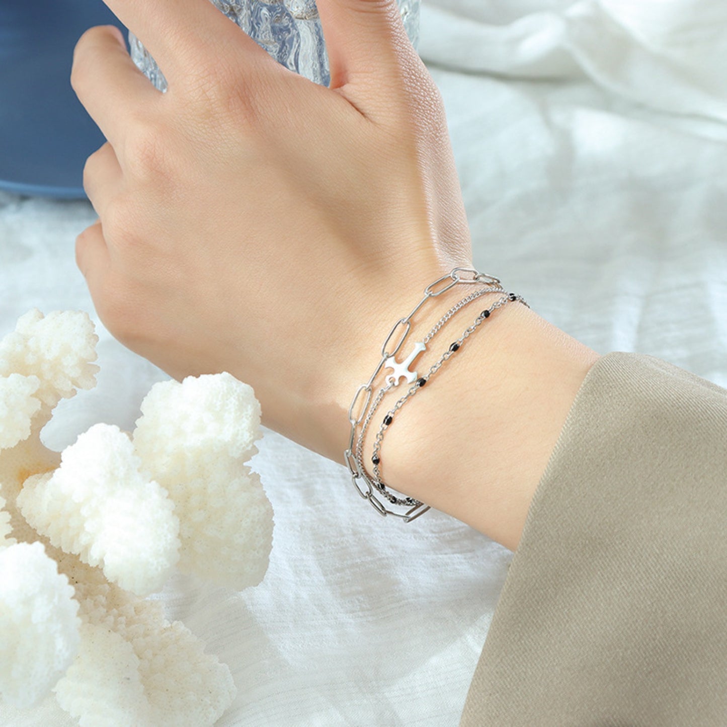 Three-Layered Cross Bracelet