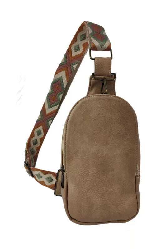 Pattern Adjustable Strap Sling Bag - 6 Colors Available