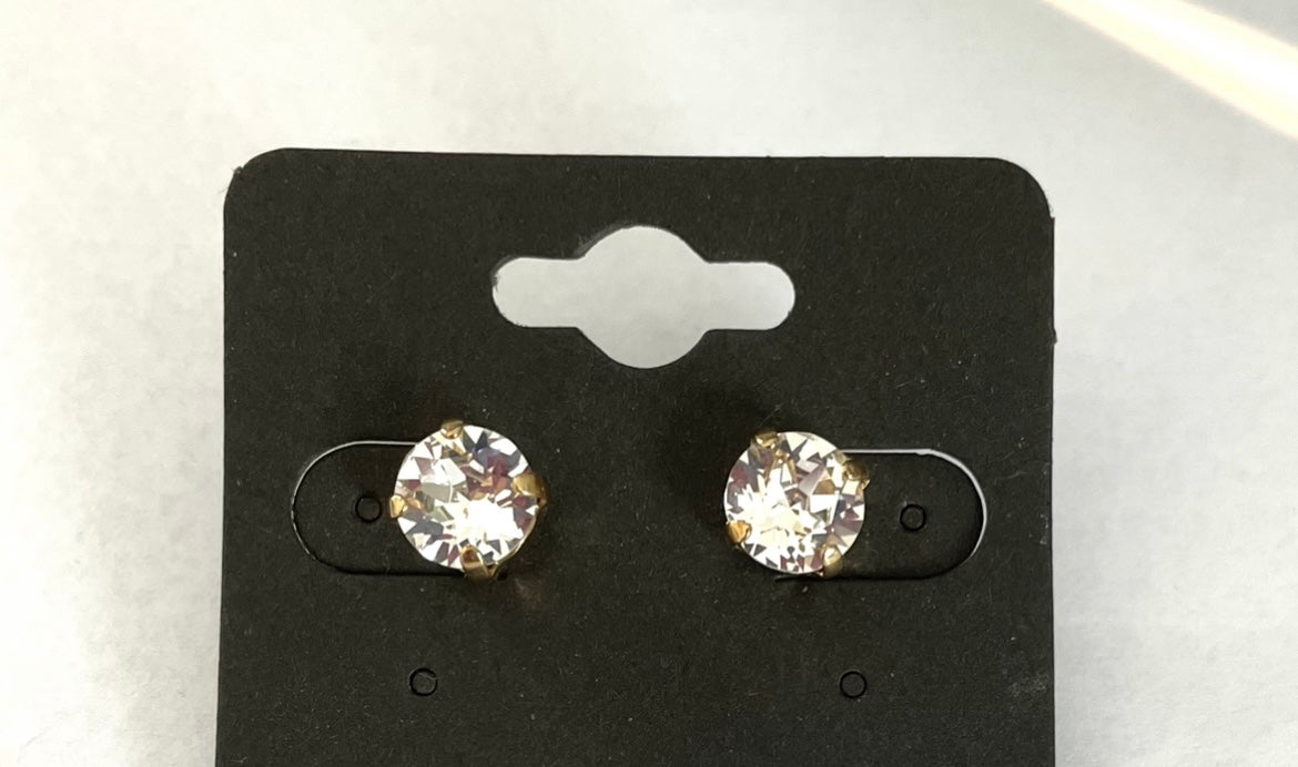 Essential Earring - Clear Stud in Gold Metal