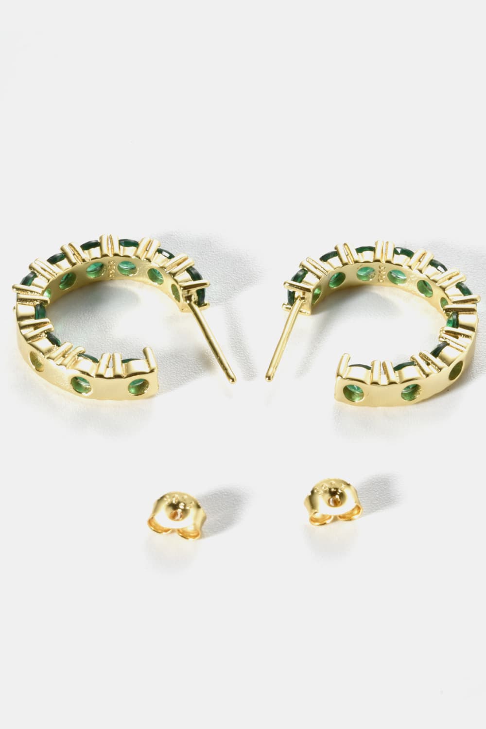 Inlaid Zircon C-Hoop Earrings - Multiple colors available