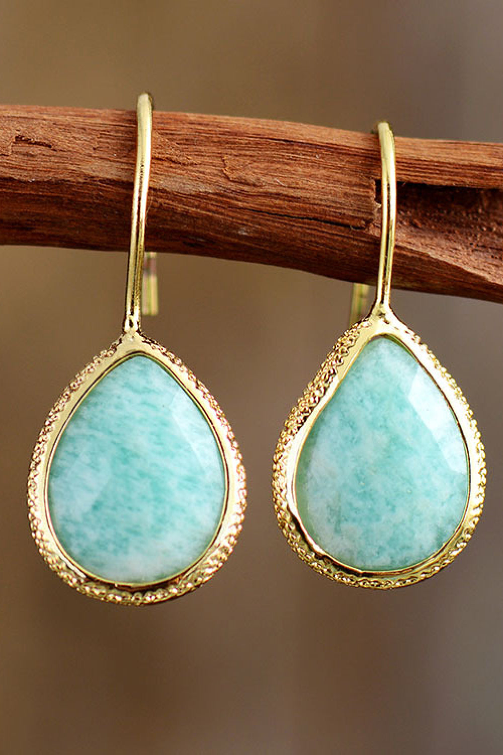 Handmade Natural Stone Teardrop Earrings - Multiple Stone Colors Available