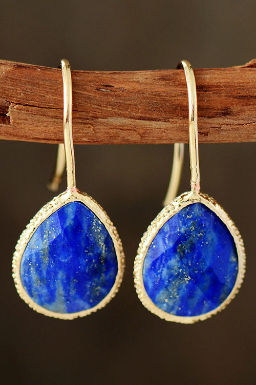 Handmade Natural Stone Teardrop Earrings - Multiple Stone Colors Available