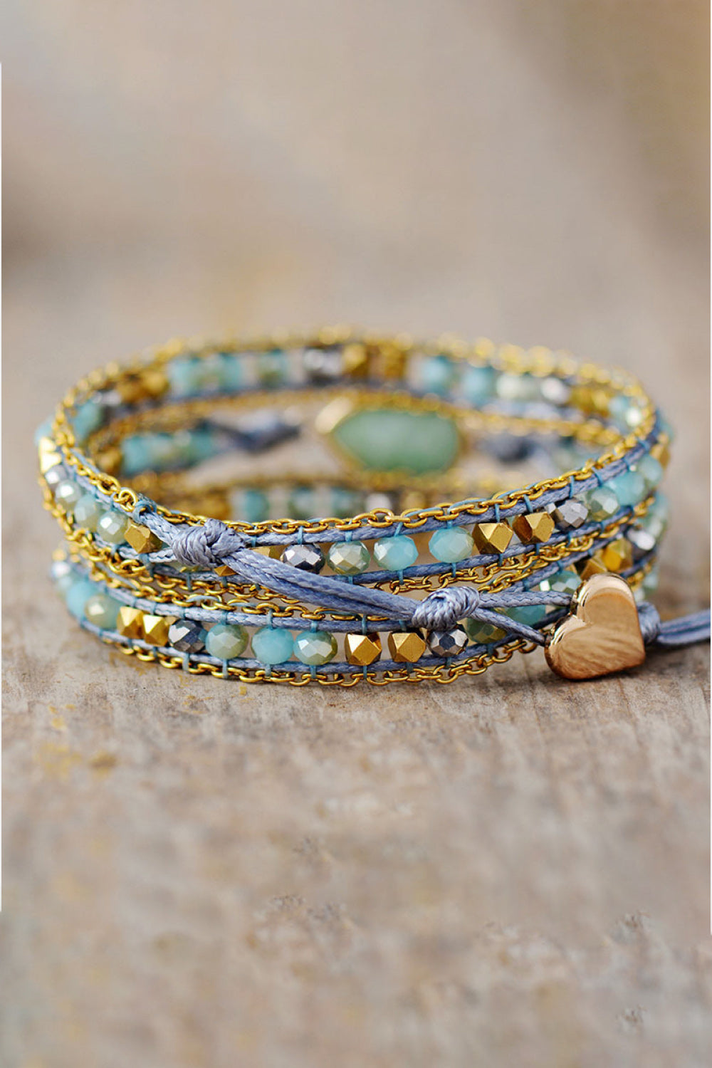 Mint Blue Teardrop Shape Triple Layer Beaded Bracelet