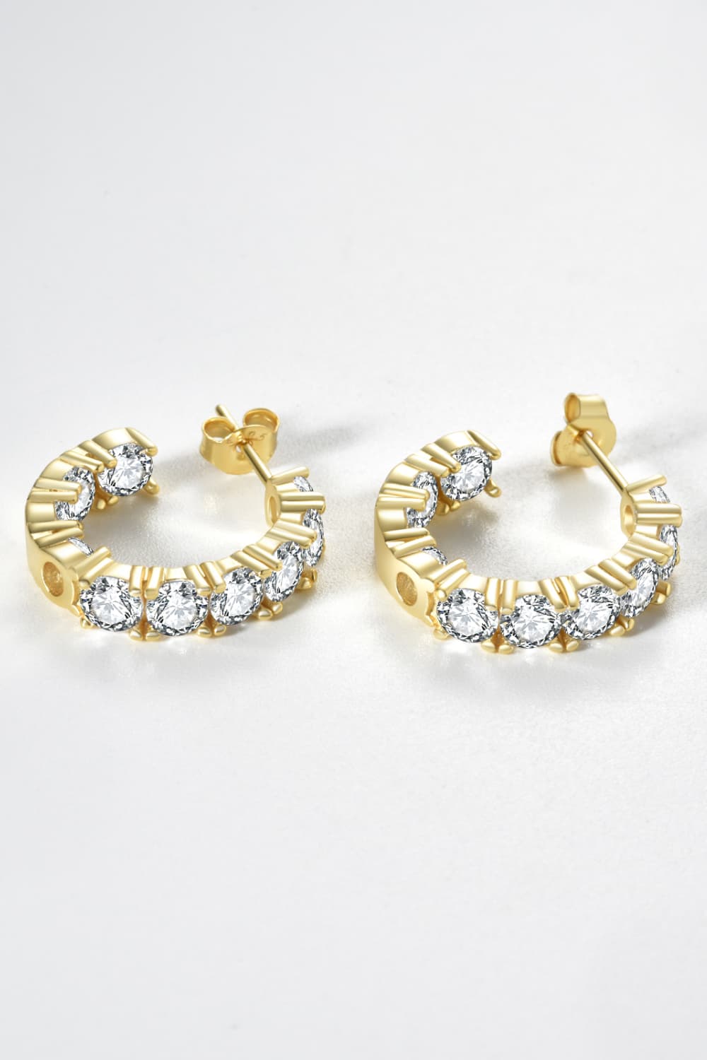 Inlaid Zircon C-Hoop Earrings - Multiple colors available