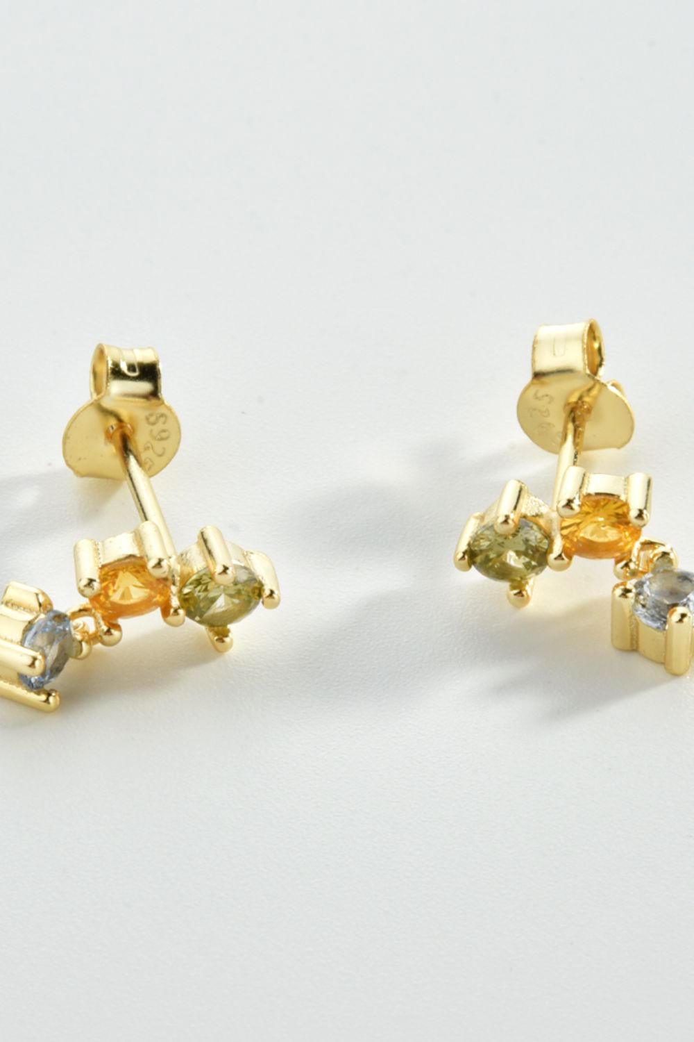 Zircon Gemstone Drop Earrings - Gold