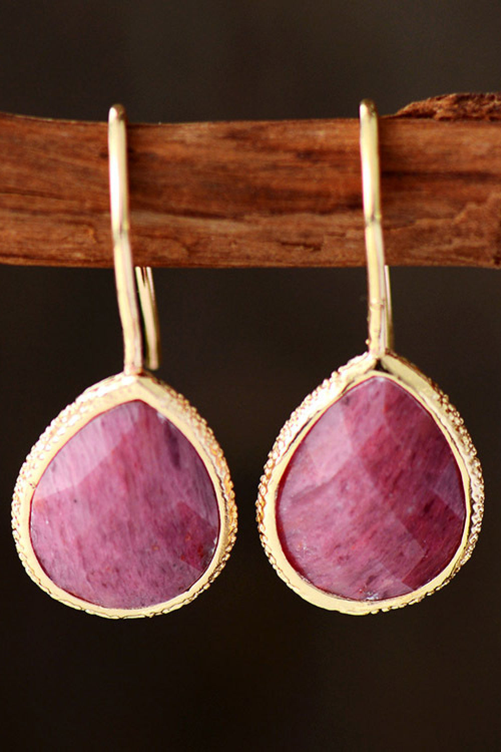 Handmade Natural Stone Teardrop Earrings - Multiple Stone Colors Available