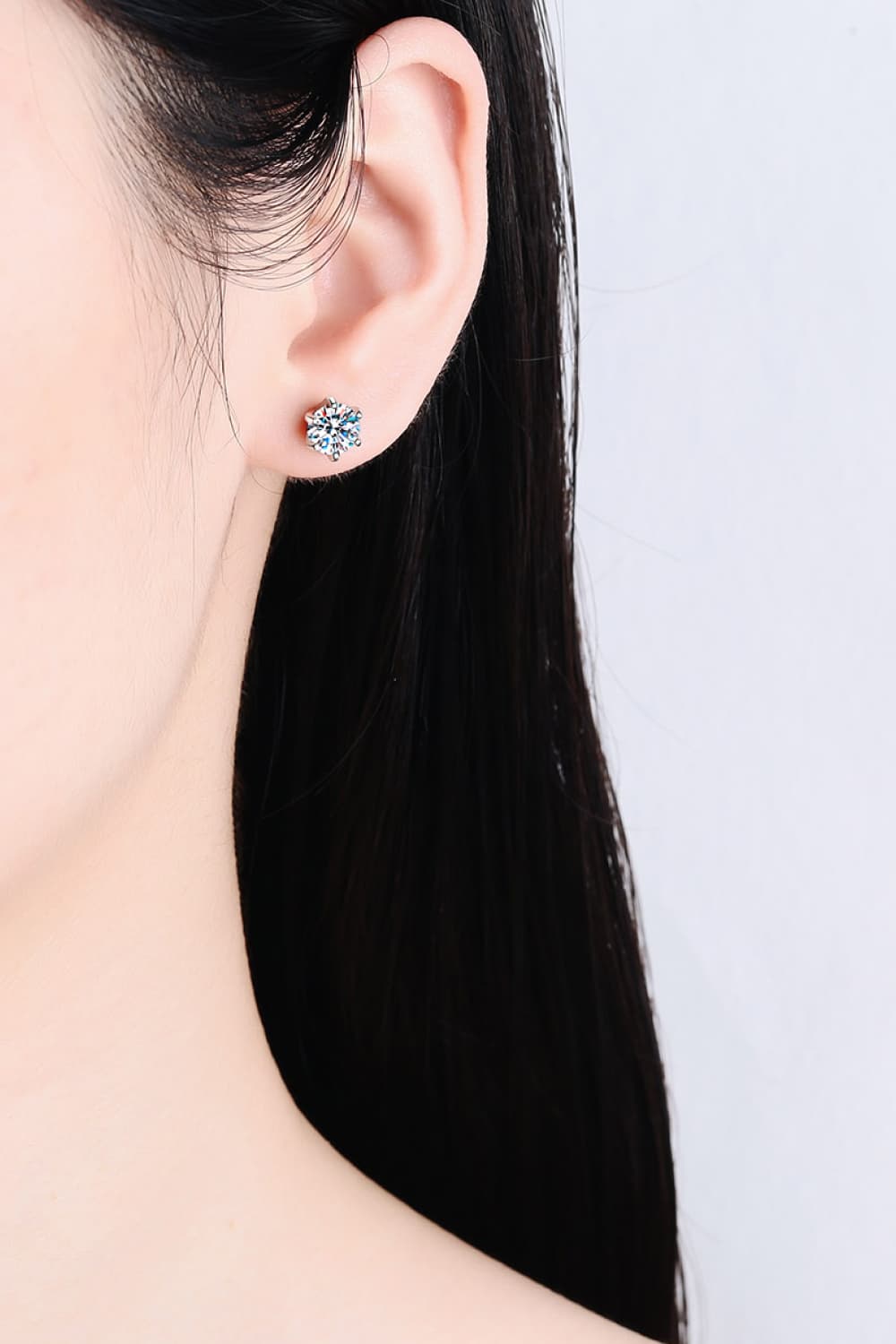 Moissanite Rhodium-Plated Stud Earrings