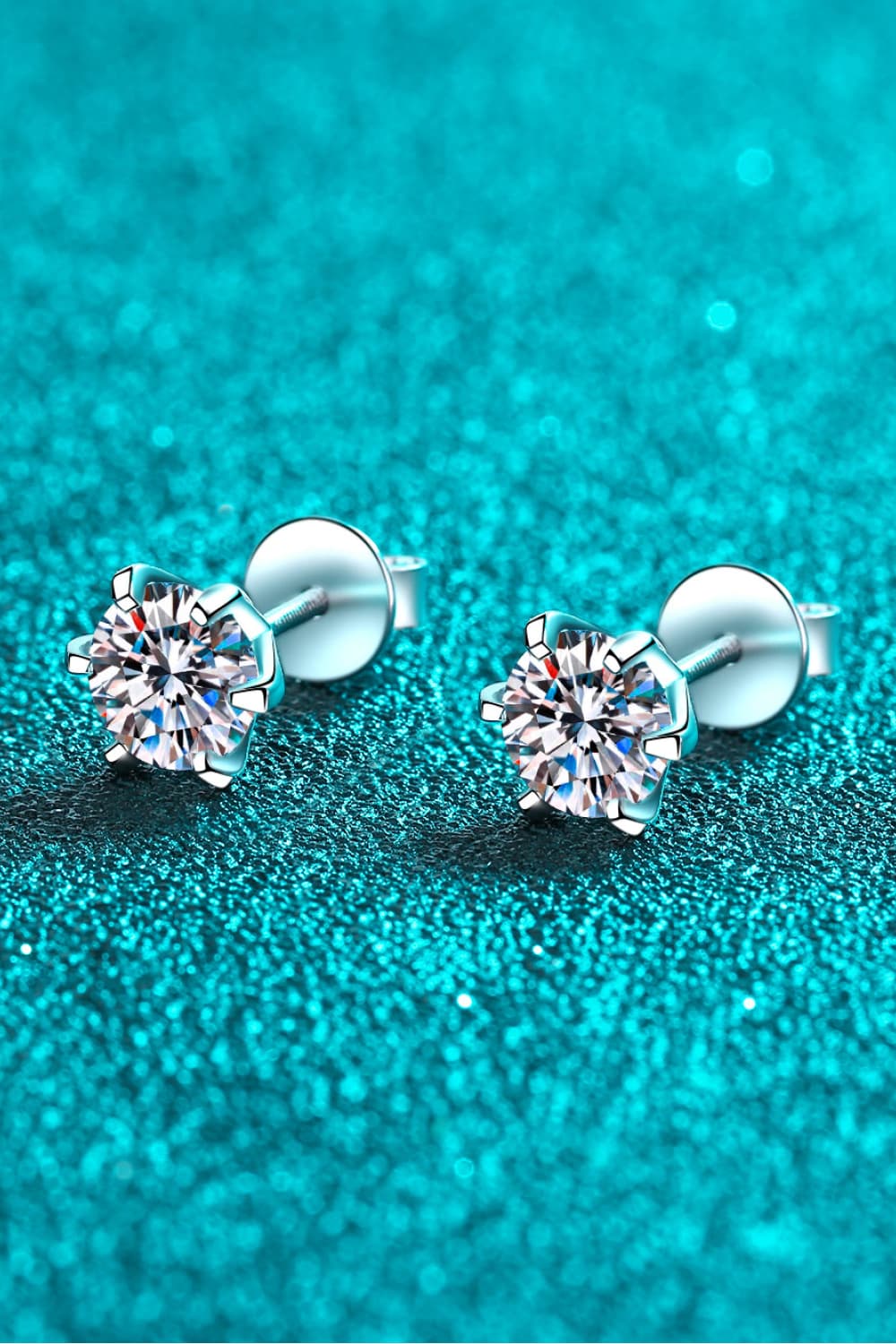 Moissanite Rhodium-Plated Stud Earrings