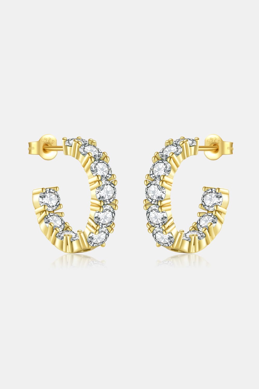 Inlaid Zircon C-Hoop Earrings - Multiple colors available