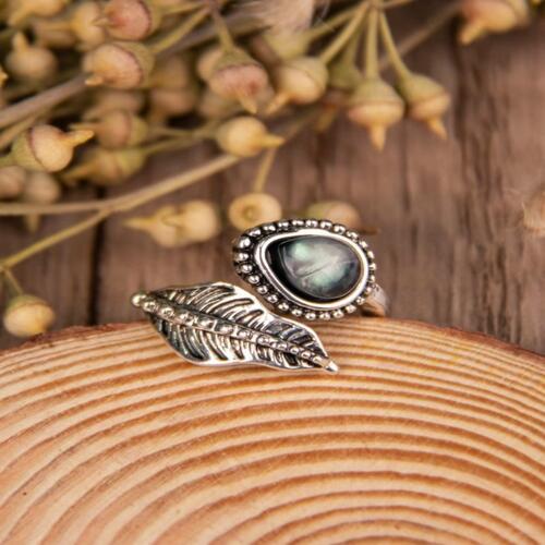 Moonstone Gem Leaf Ring