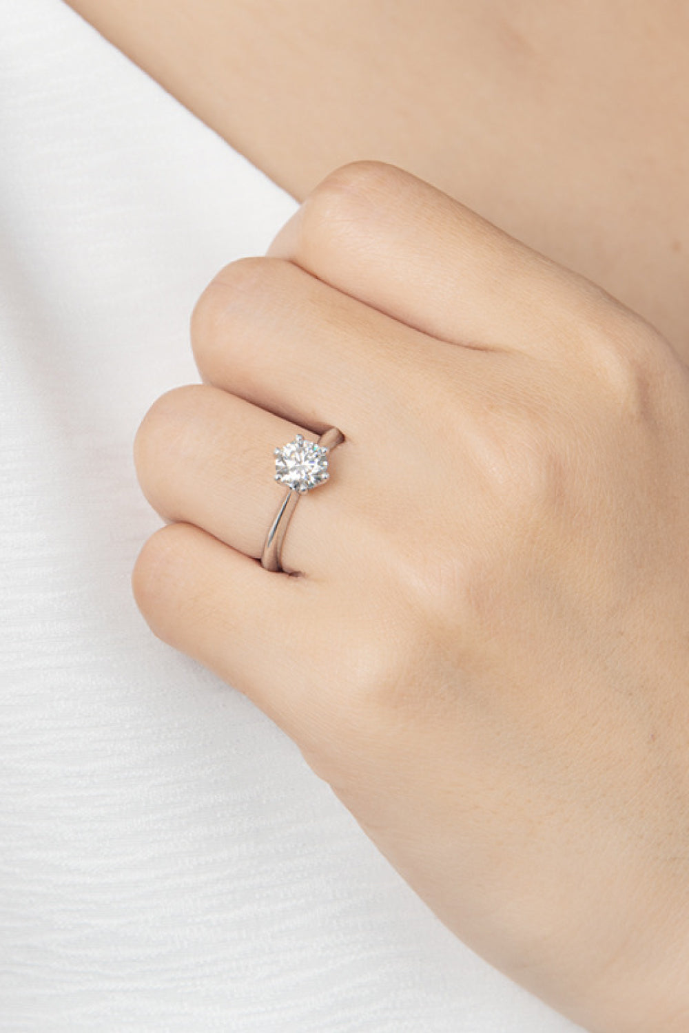 1 Carat Solitaire Moissanite Platinum-Plated Ring