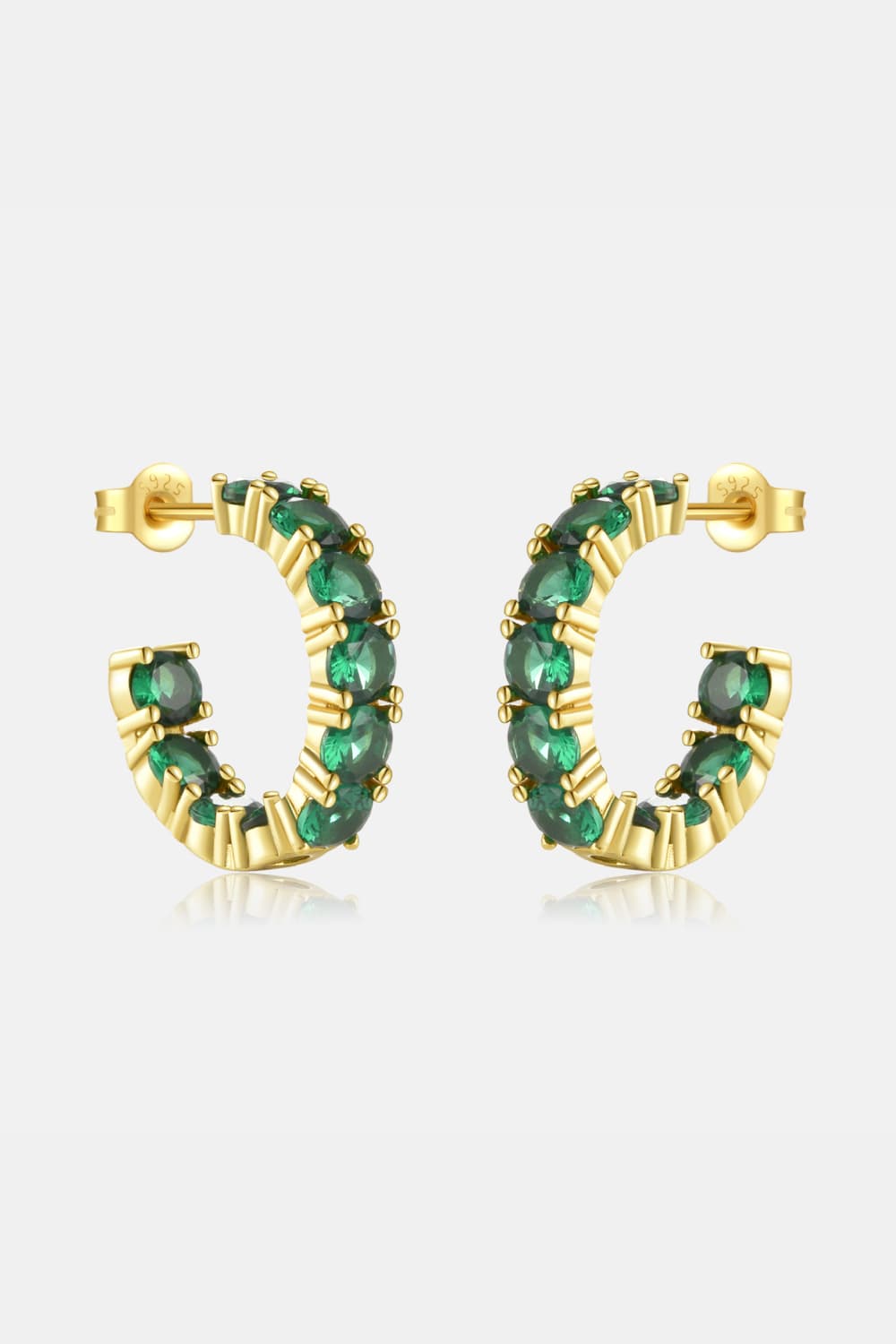 Inlaid Zircon C-Hoop Earrings - Multiple colors available