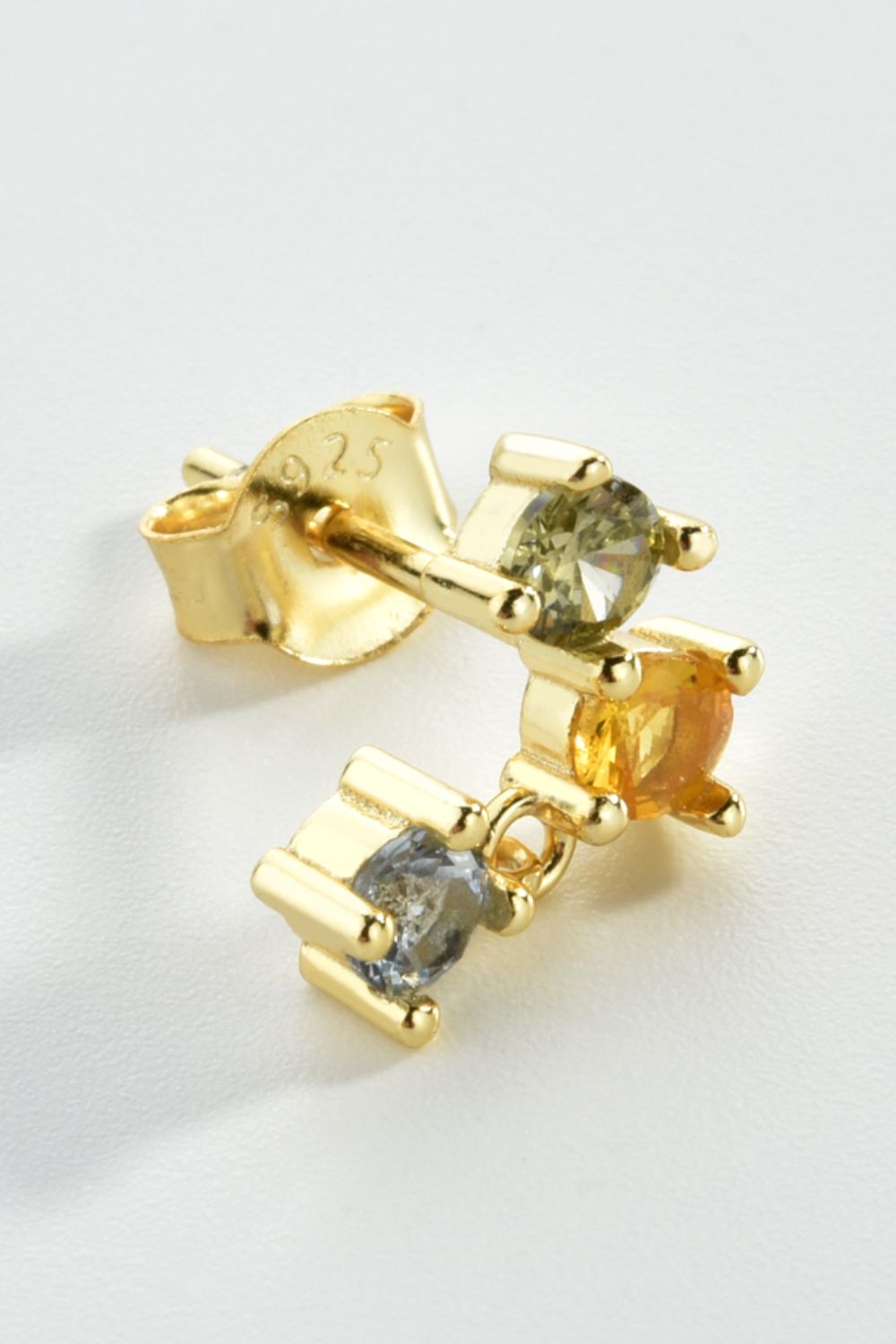 Zircon Gemstone Drop Earrings - Gold