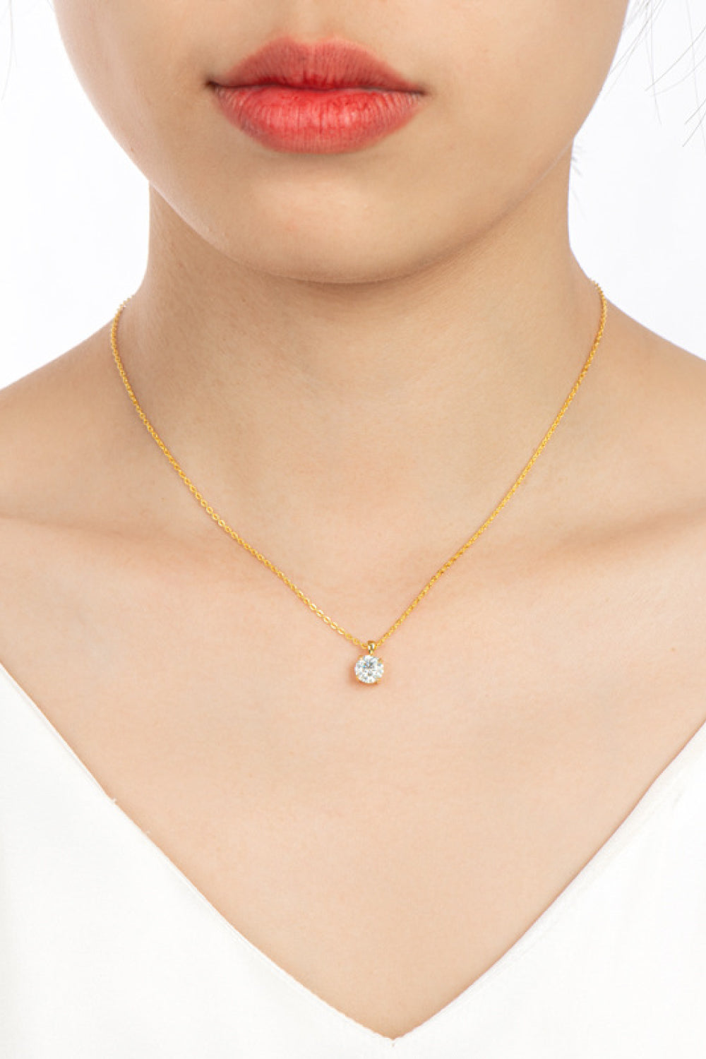 1 Carat Moissanite Chain-Link Necklace - 18k gold plated or sterling silver