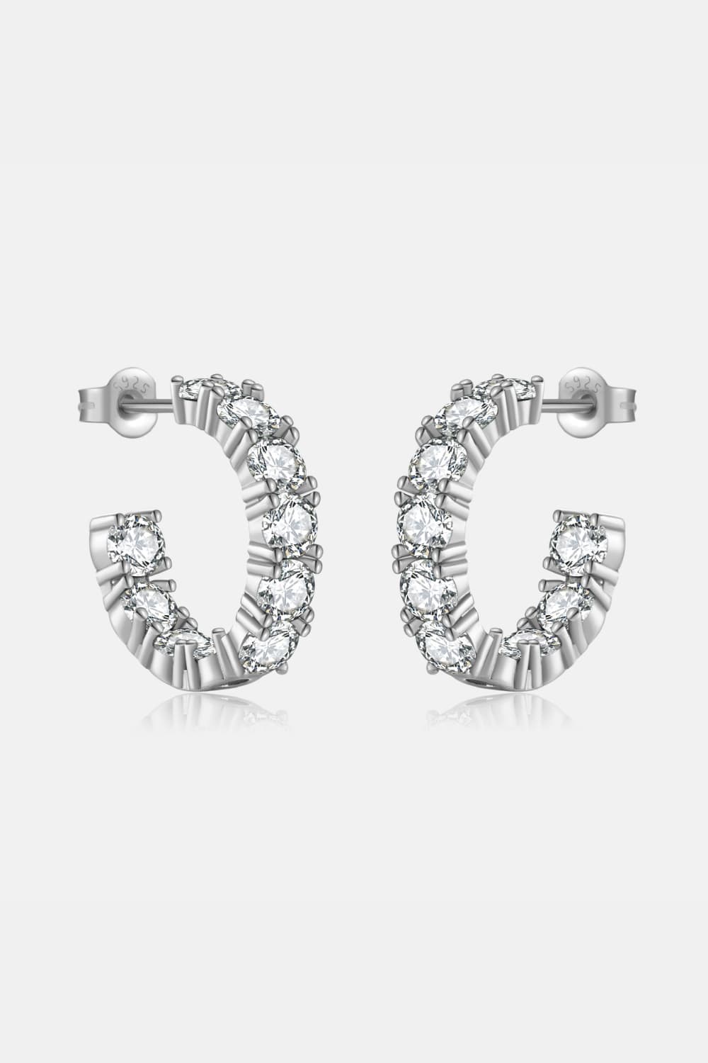 Inlaid Zircon C-Hoop Earrings - Multiple colors available