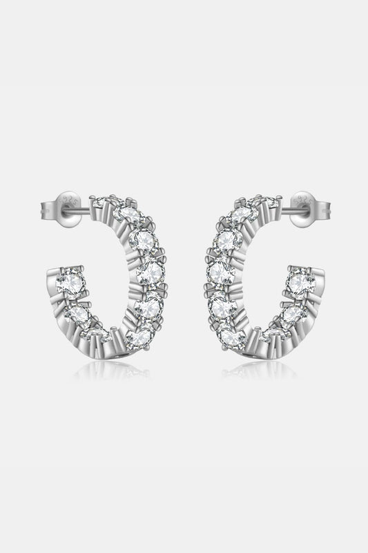 Inlaid Zircon C-Hoop Earrings - Multiple colors available