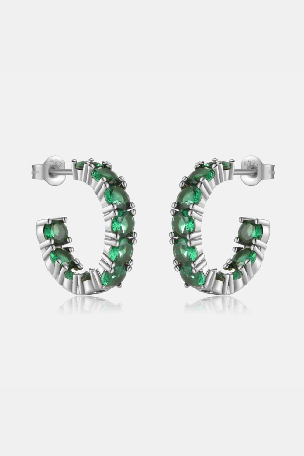 Inlaid Zircon C-Hoop Earrings - Multiple colors available