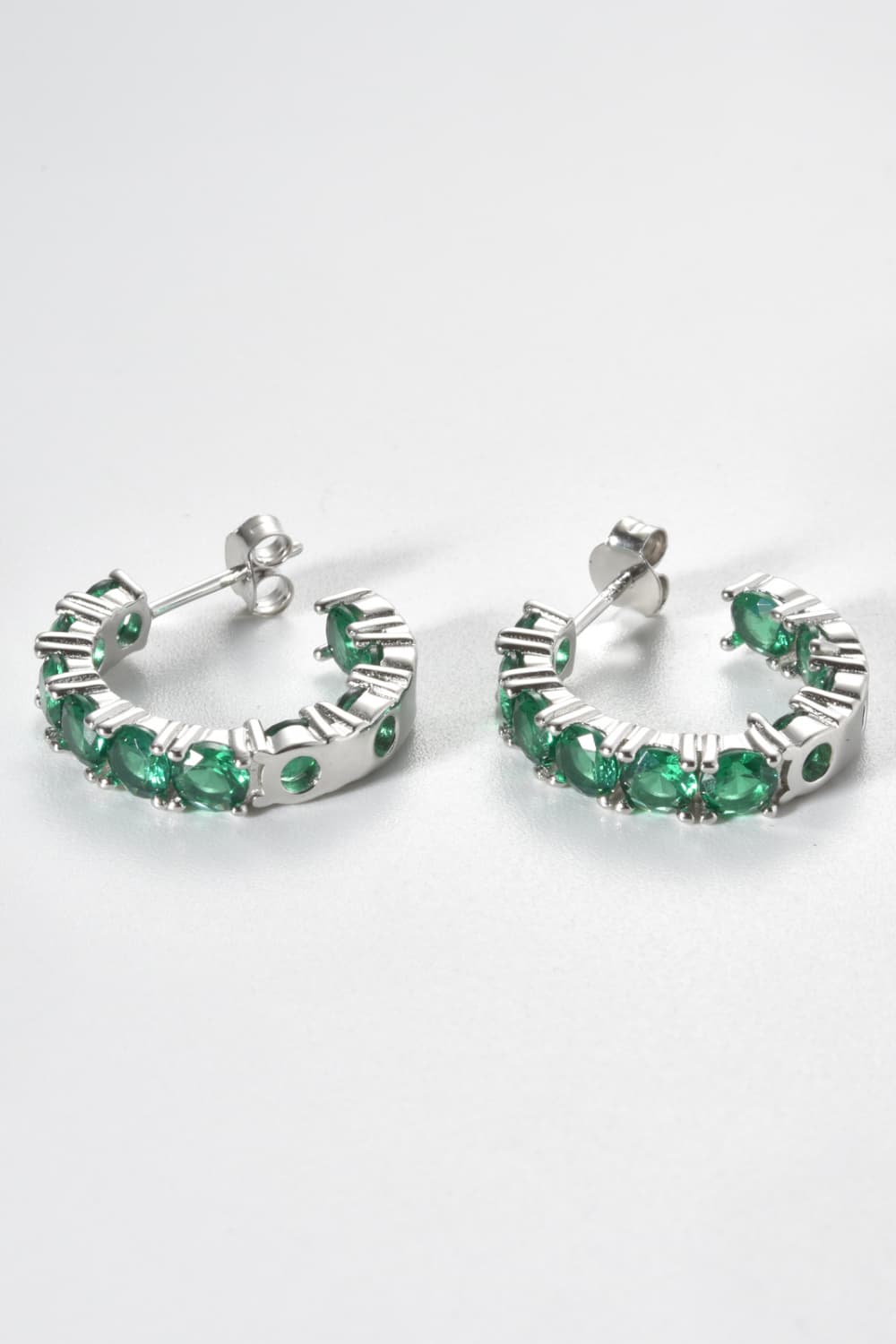 Inlaid Zircon C-Hoop Earrings - Multiple colors available