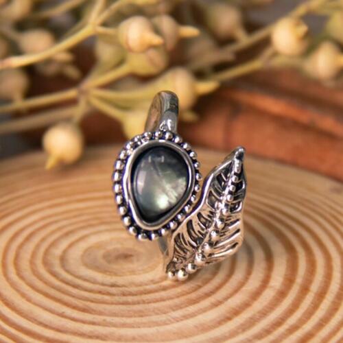 Moonstone Gem Leaf Ring