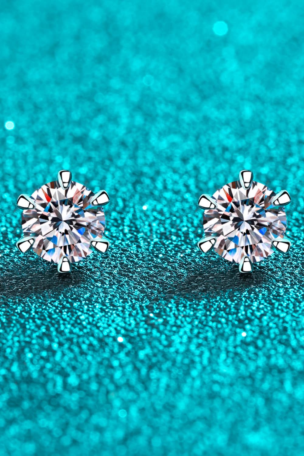 Moissanite Rhodium-Plated Stud Earrings