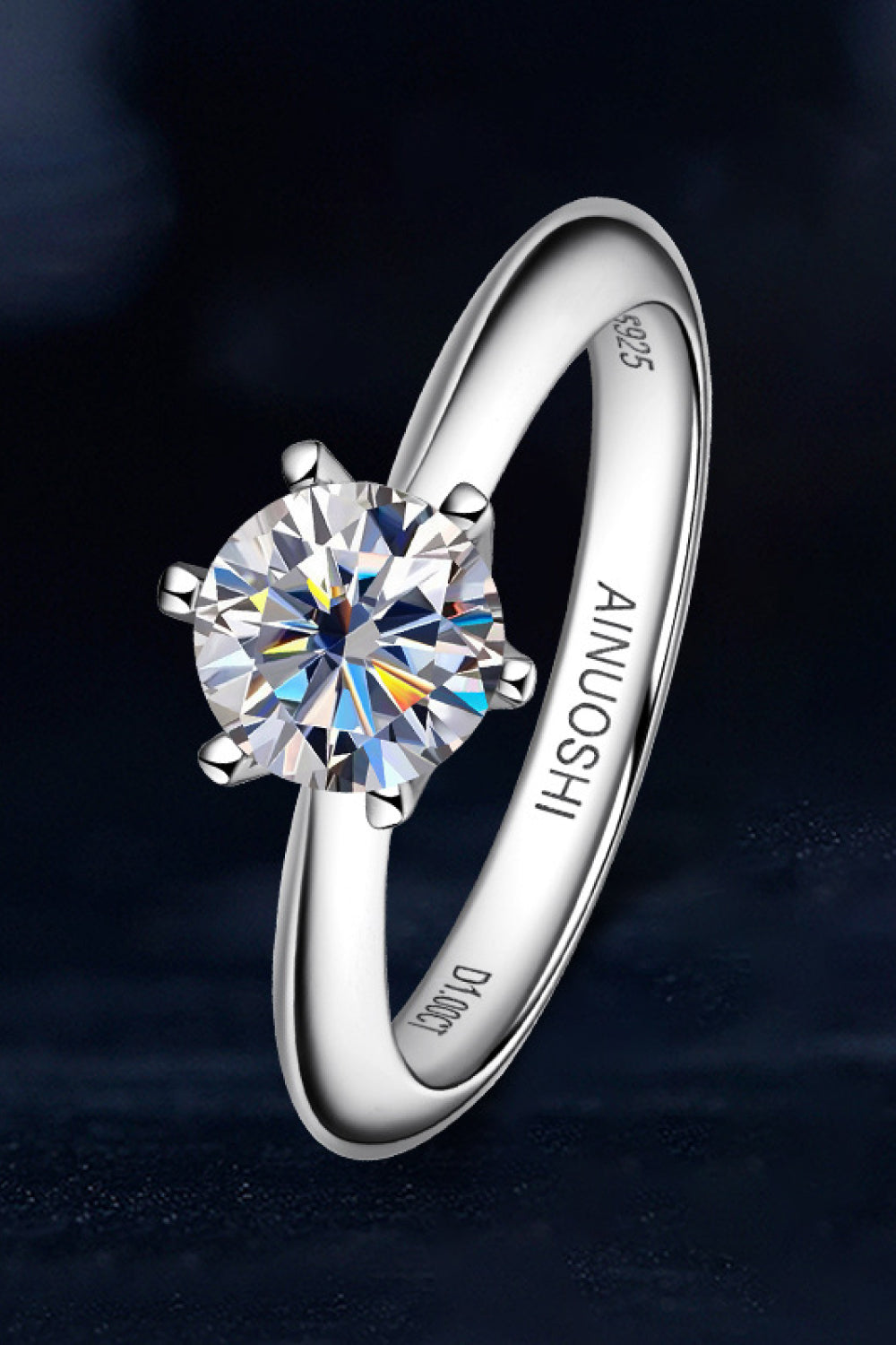 1 Carat Solitaire Moissanite Platinum-Plated Ring