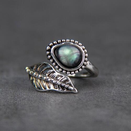 Moonstone Gem Leaf Ring