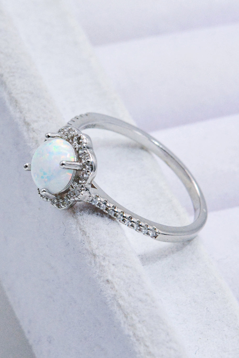 Platinum-Plated 4-Prong Opal Ring