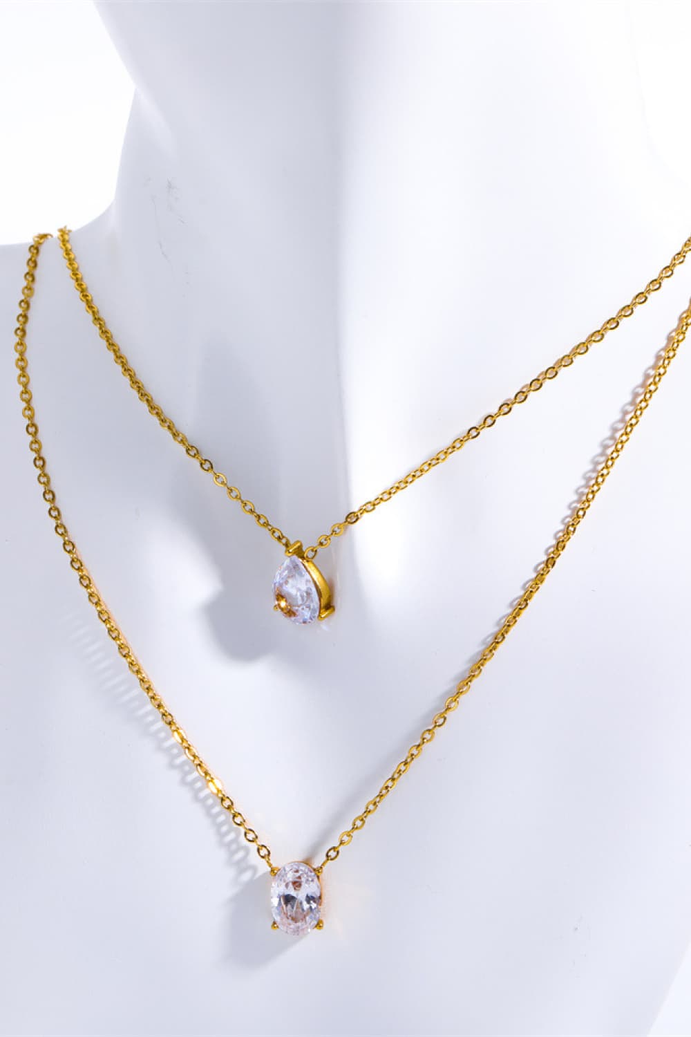 Teardrop or Oval Fine Chain Necklace