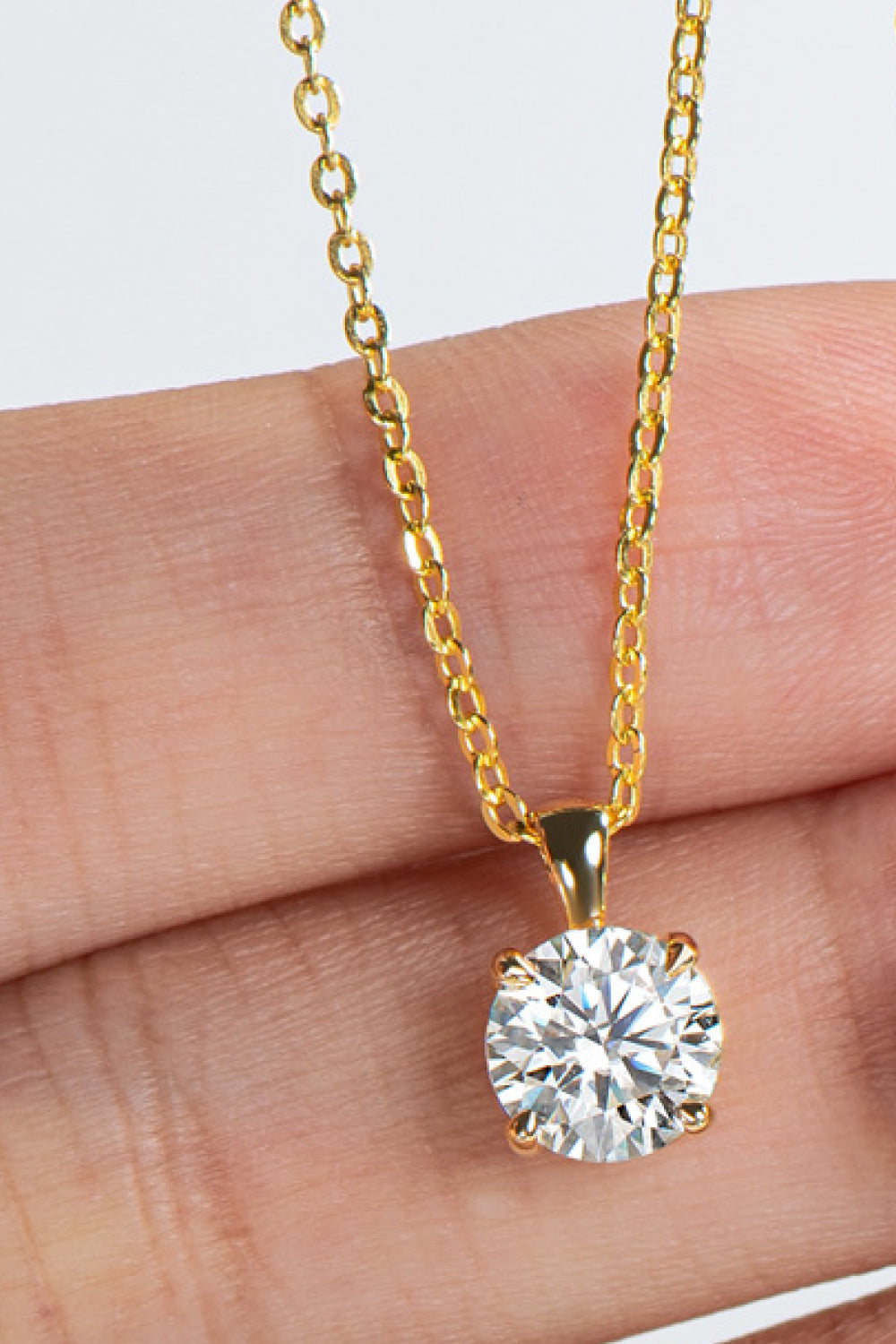 1 Carat Moissanite Chain-Link Necklace - 18k gold plated or sterling silver