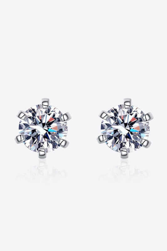 Moissanite Rhodium-Plated Stud Earrings