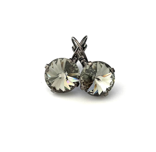 Classic Earring - Black Diamond in Hematite